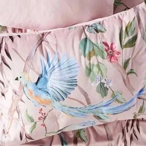 Anthropologie Josie velvet standard sham size floral birds print feminine pretty